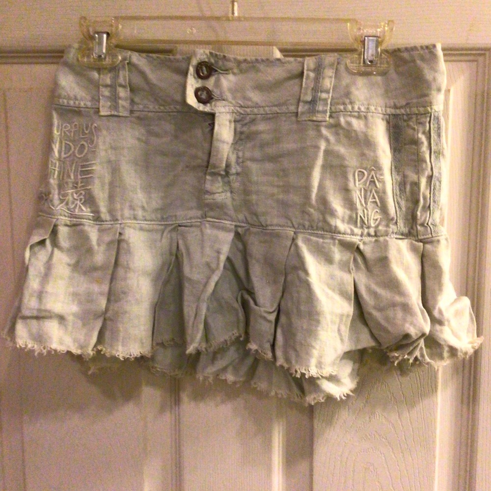 DA-NANG linen mini skirt vintage, mint green